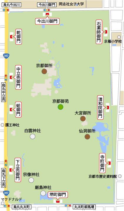 京都御所の各御門マップ